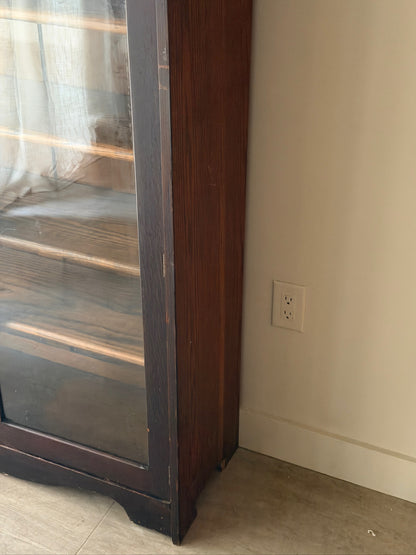 Victorian golden oak display cabinet