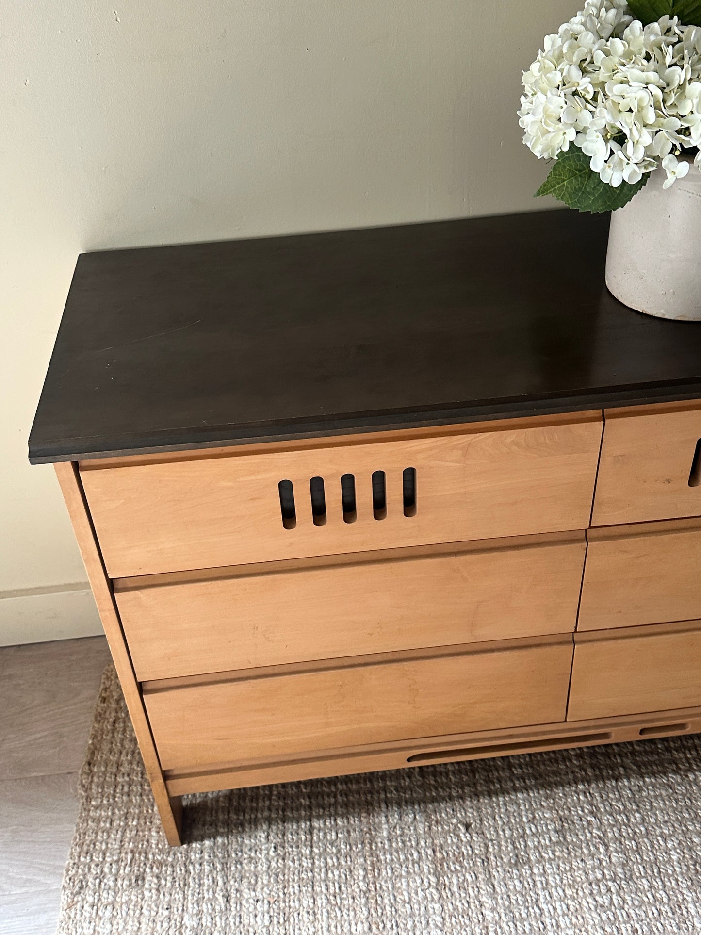 Oak dresser with dark stained top