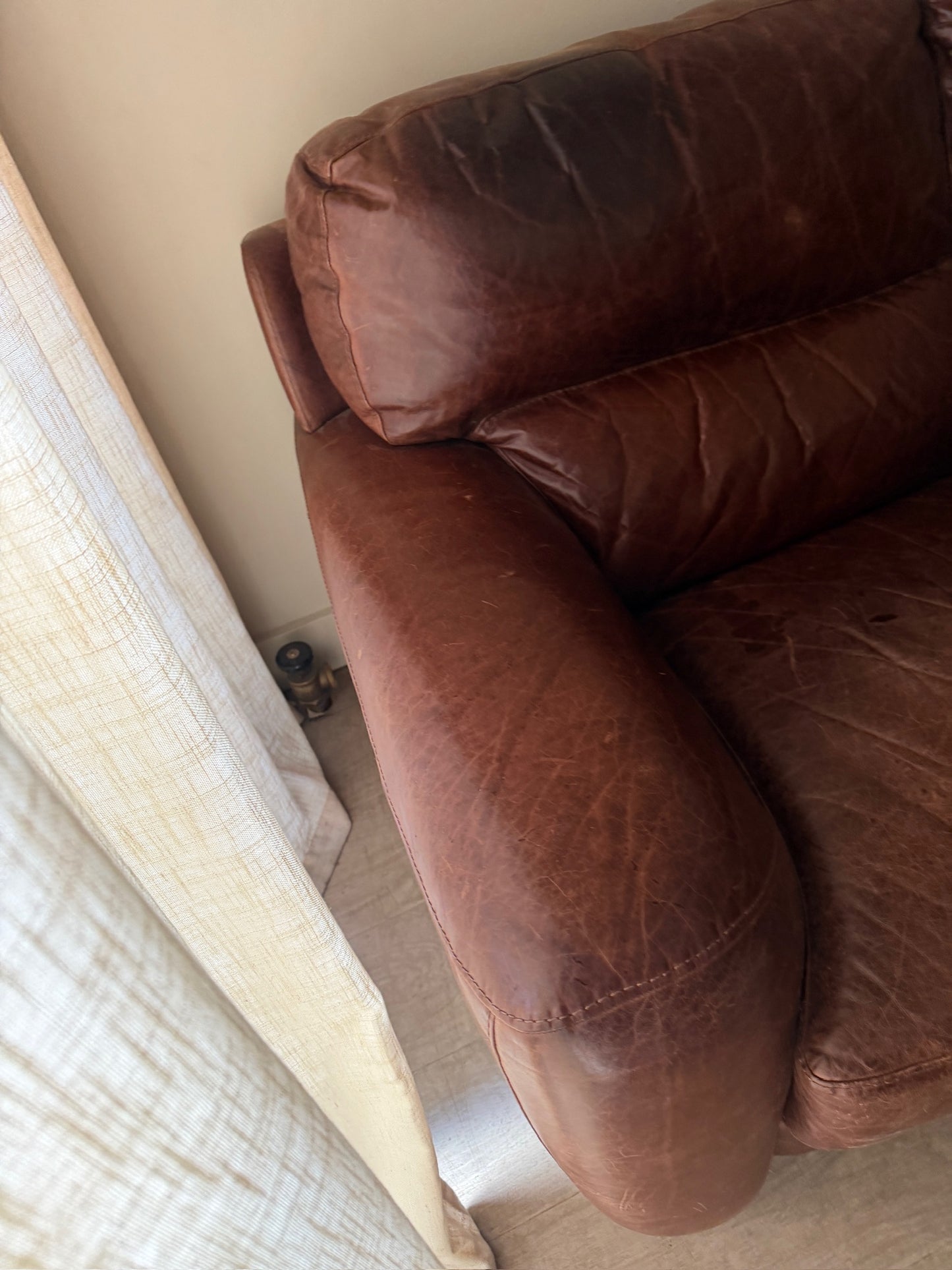 Italian brown leather sofa