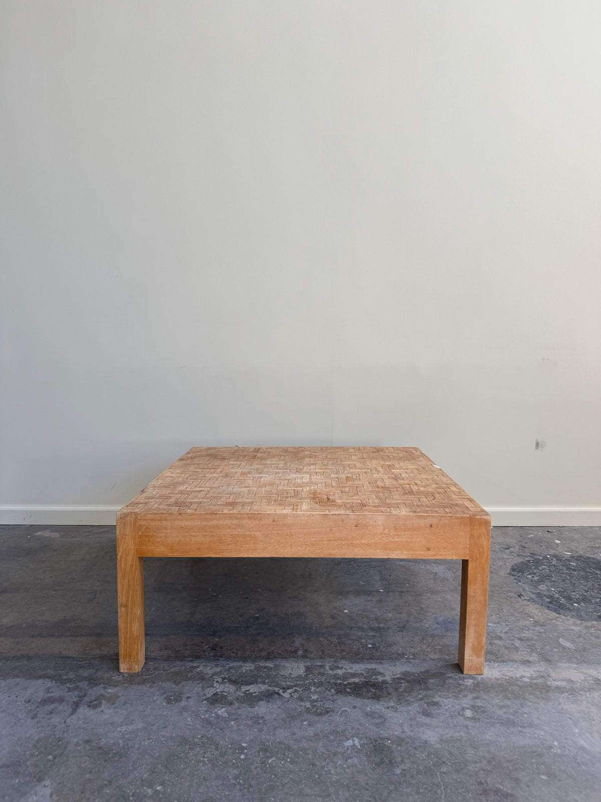 Woven bamboo top beech coffee table