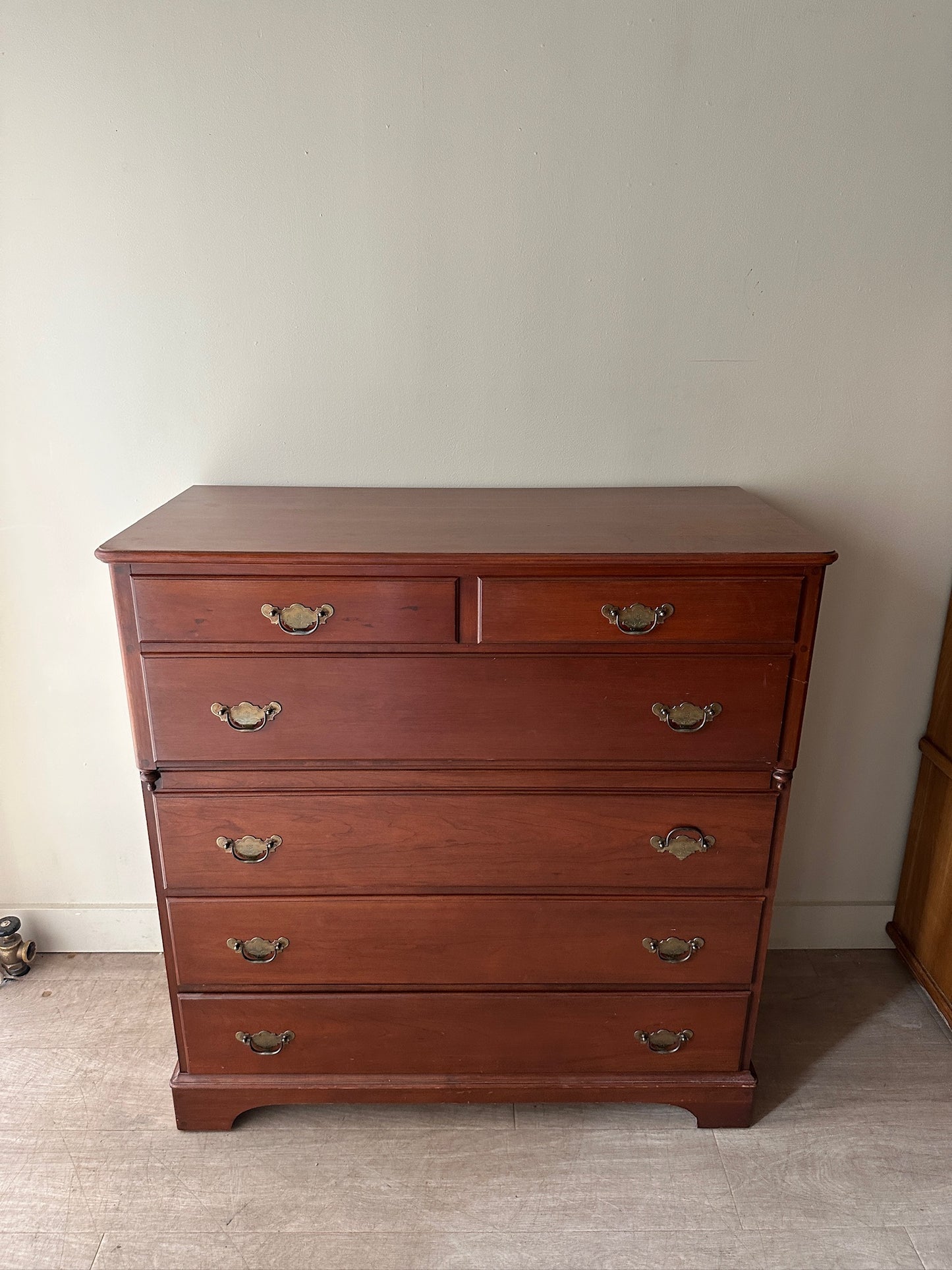 Cherry 6 drawer tallboy dresser