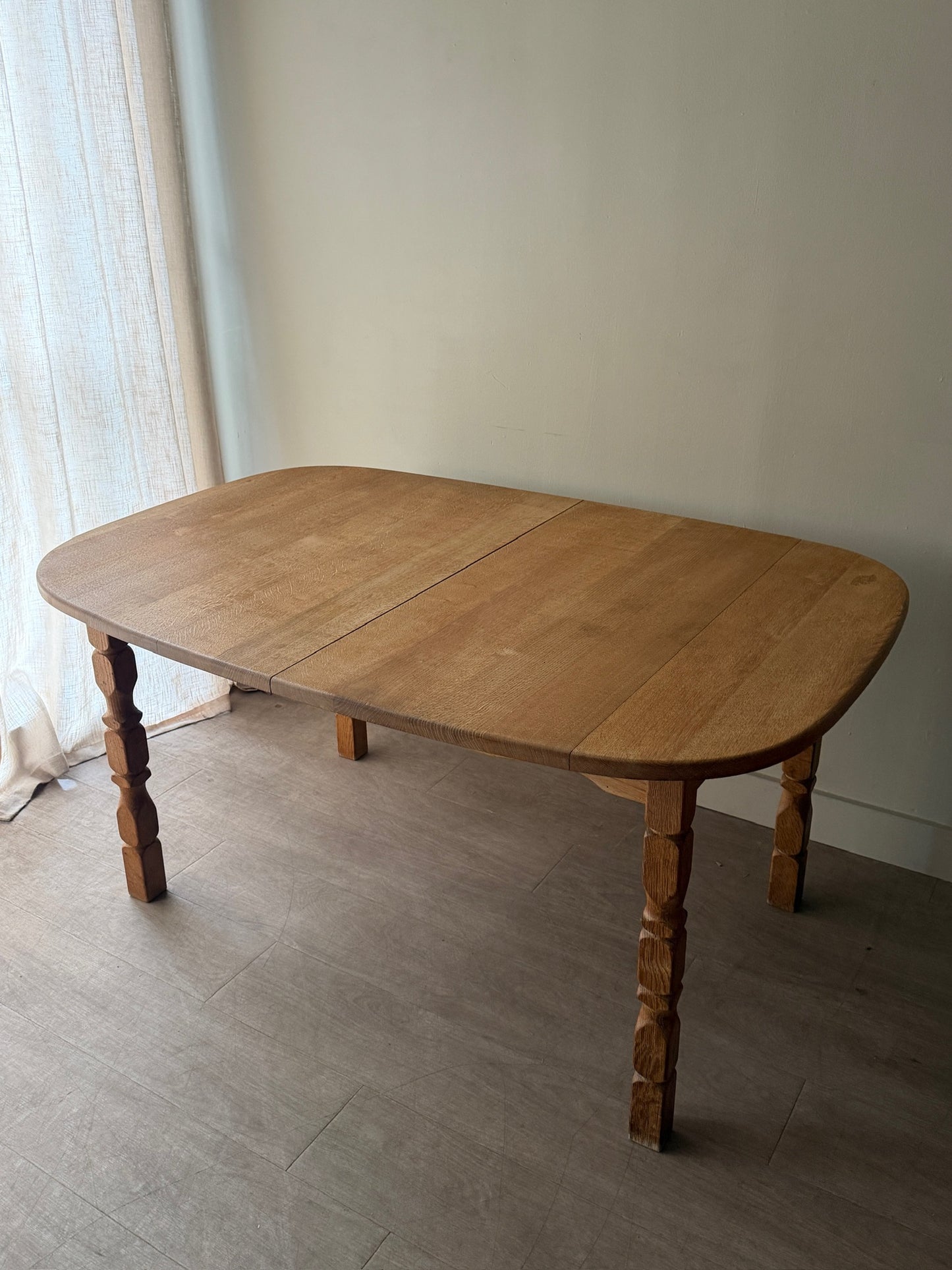 Danish oak dining table with extensions