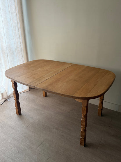 Danish oak dining table with extensions