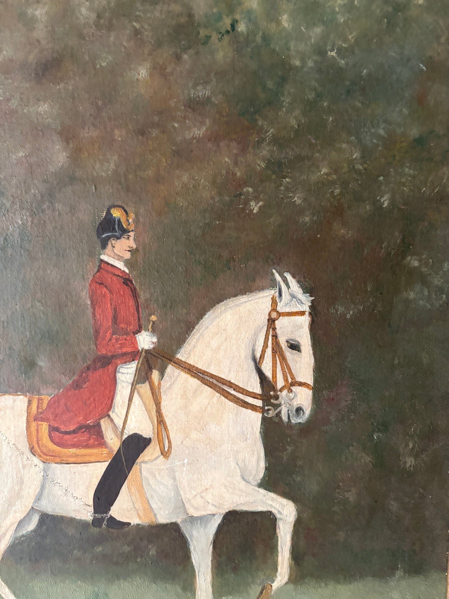 Equestrian portrait. Signed on back.