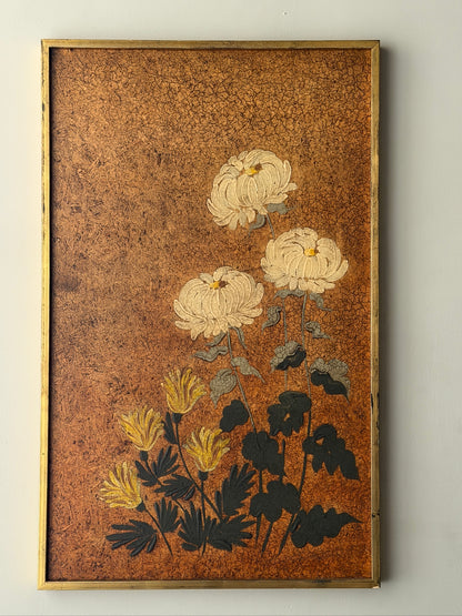 Chrysanthemum painting on corkboard