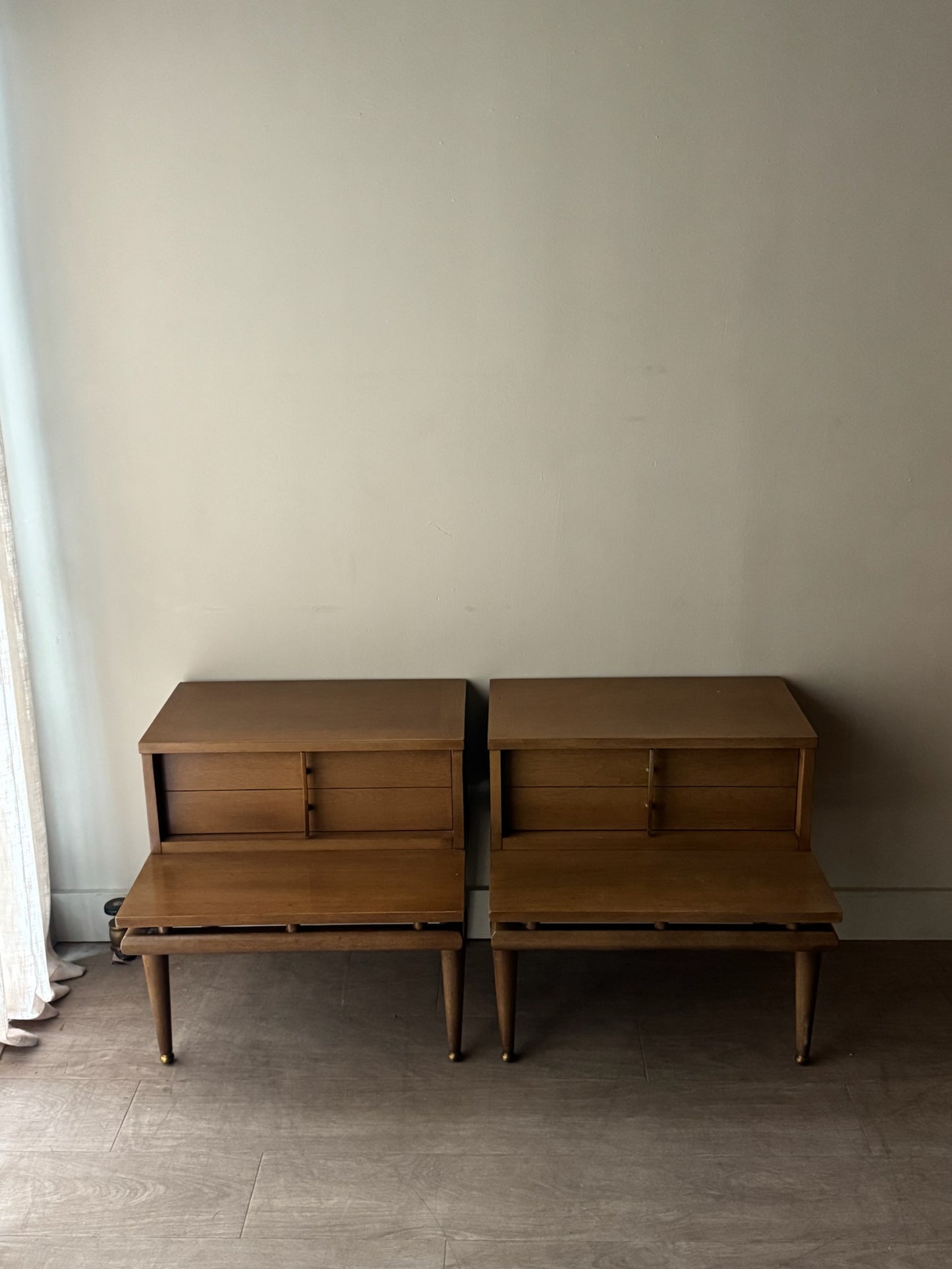 Kent Coffey walnut nightstands. Sold individually.