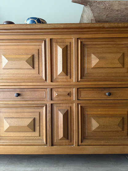 Brutalist Dutch oak two piece sideboard