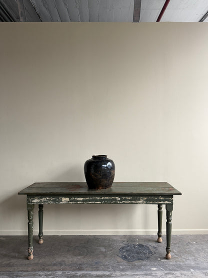 Green painted pine farm table