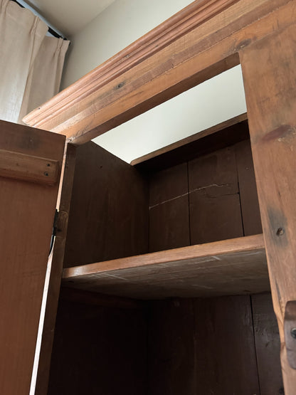Pine one piece stepback cupboard