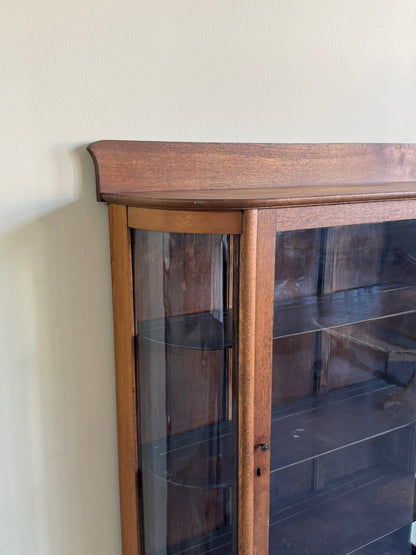 Golden oak display cabinet