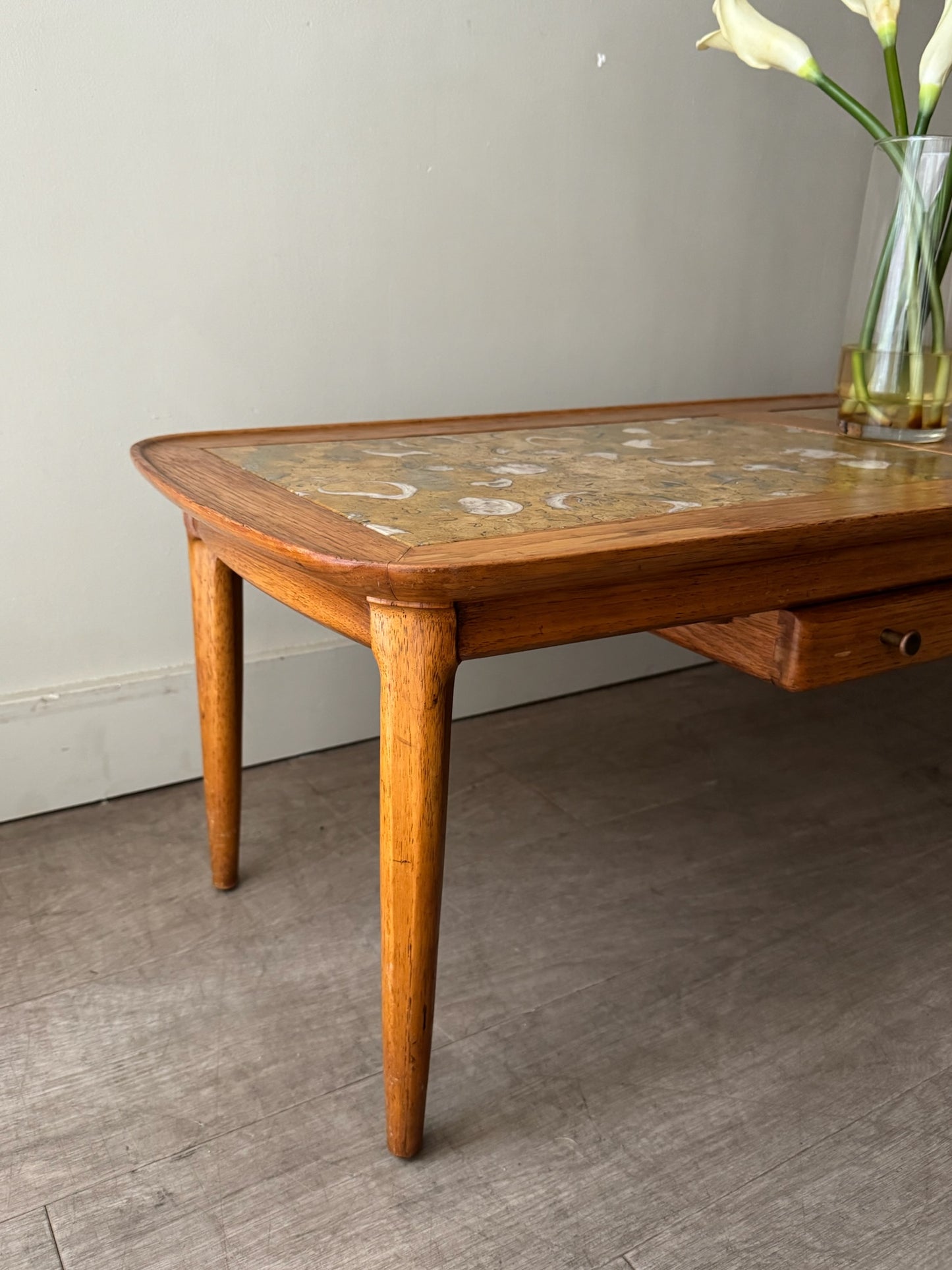Tomlinson granite top oak coffee table