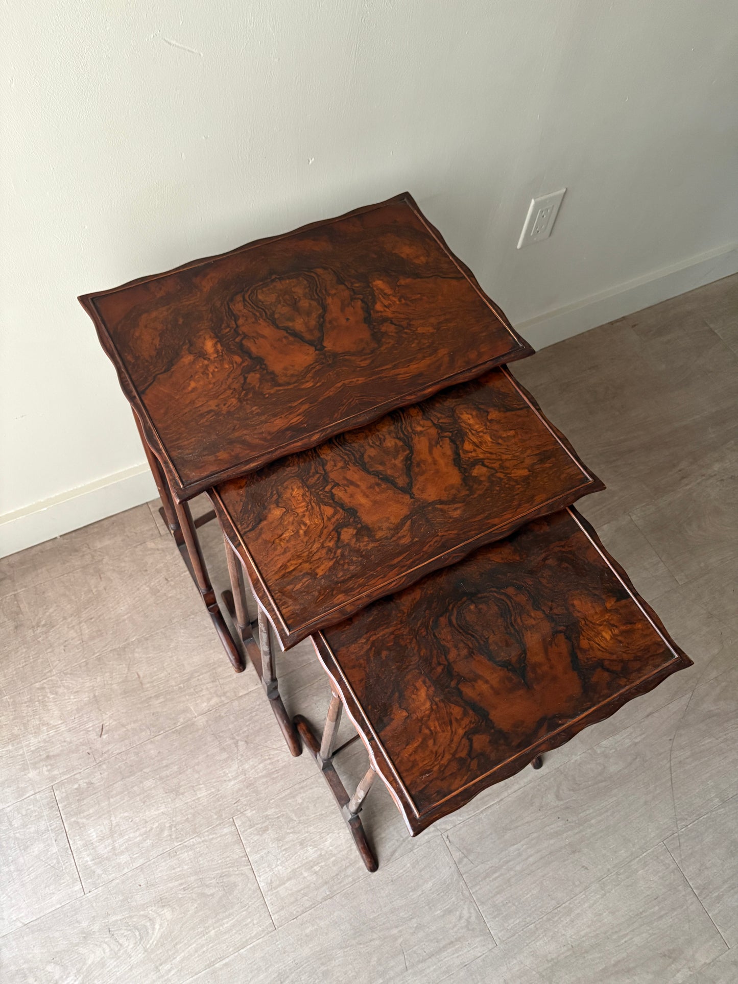 Edwardian walnut nesting tables