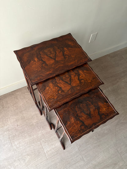 Edwardian walnut nesting tables