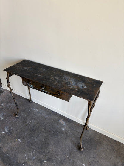 Wrought iron sculptural vanity