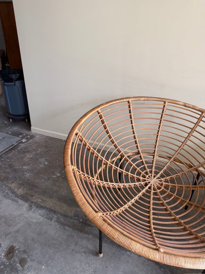 Wicker & metal circular lounge chairs. Sold individually.