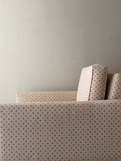 Upholstered chrome armchair