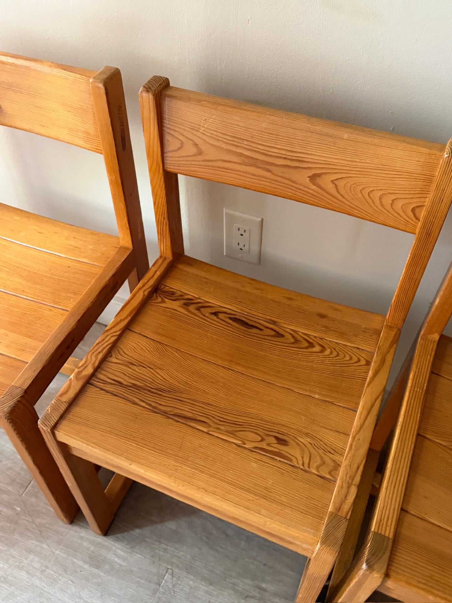Hugo Svensson Dutch pine chairs. Sold as a set of 4.