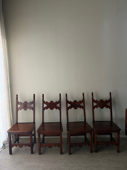 Carved cherry dining chairs. Sold as a set of 4.
