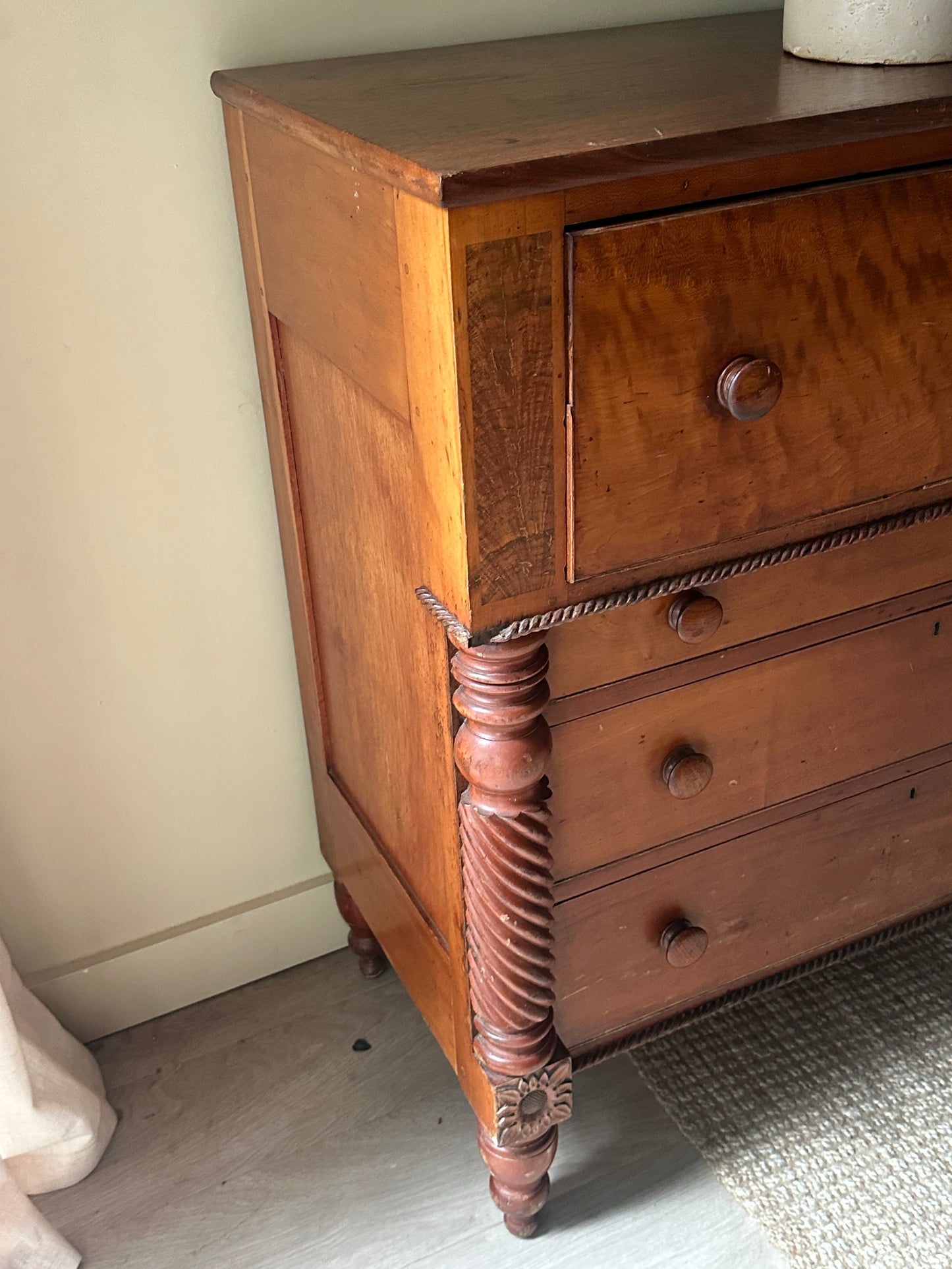 Mixed wood secretary dresser