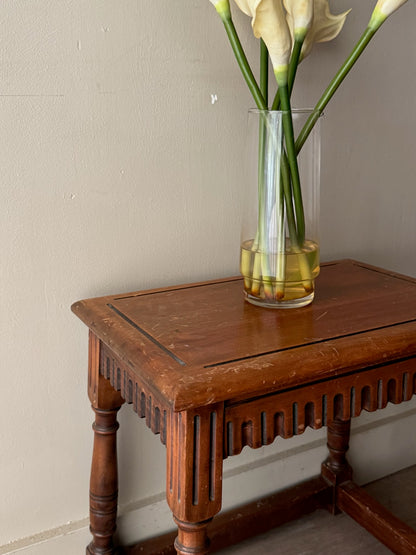 Walnut carved stool/side table