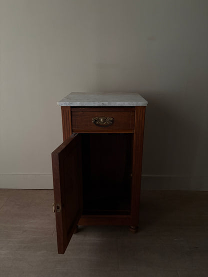 Victorian marble top walnut cabinet/nightstand