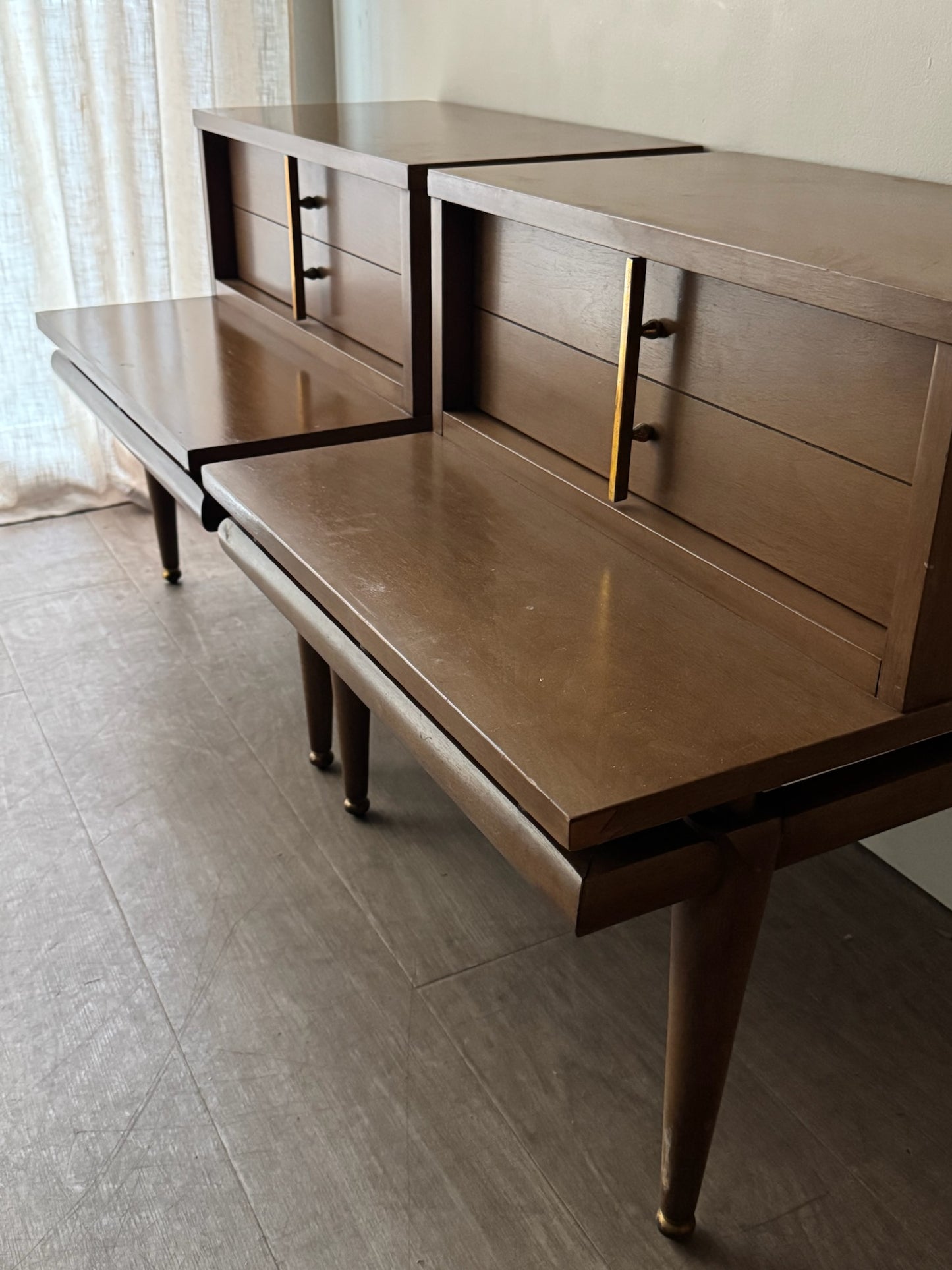 Kent Coffey walnut nightstands. Sold individually.