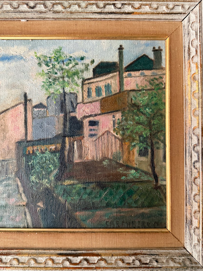 American School cityscape. Signed.