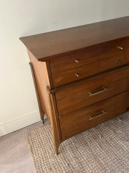 Walnut credenza with rattan door