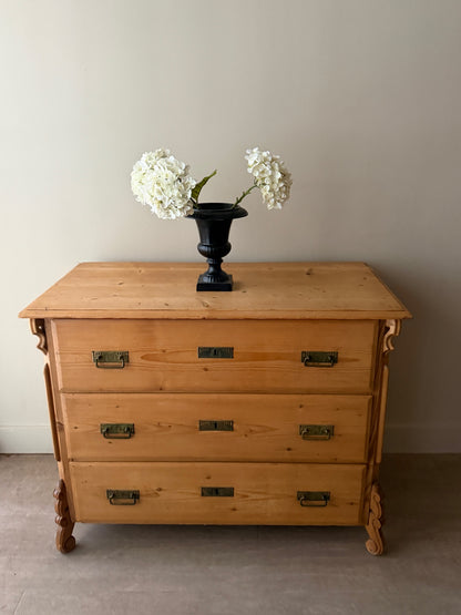 Swedish Gustavian waxed pine 3 drawer dresser