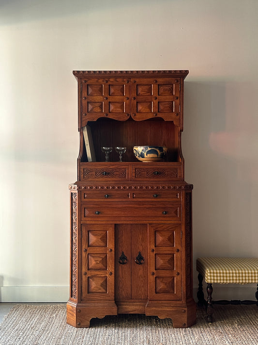 Carved oak hutch