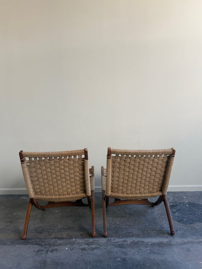 Twisted rope folding lounge chairs. Sold individually.