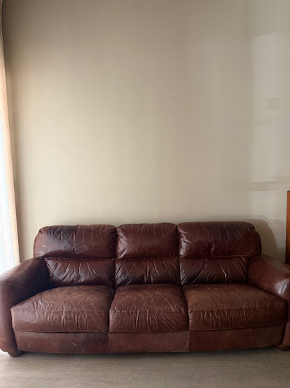 Italian brown leather sofa