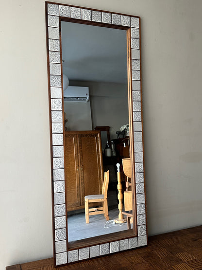 Jansen Spejle teak and ceramic tile mirror