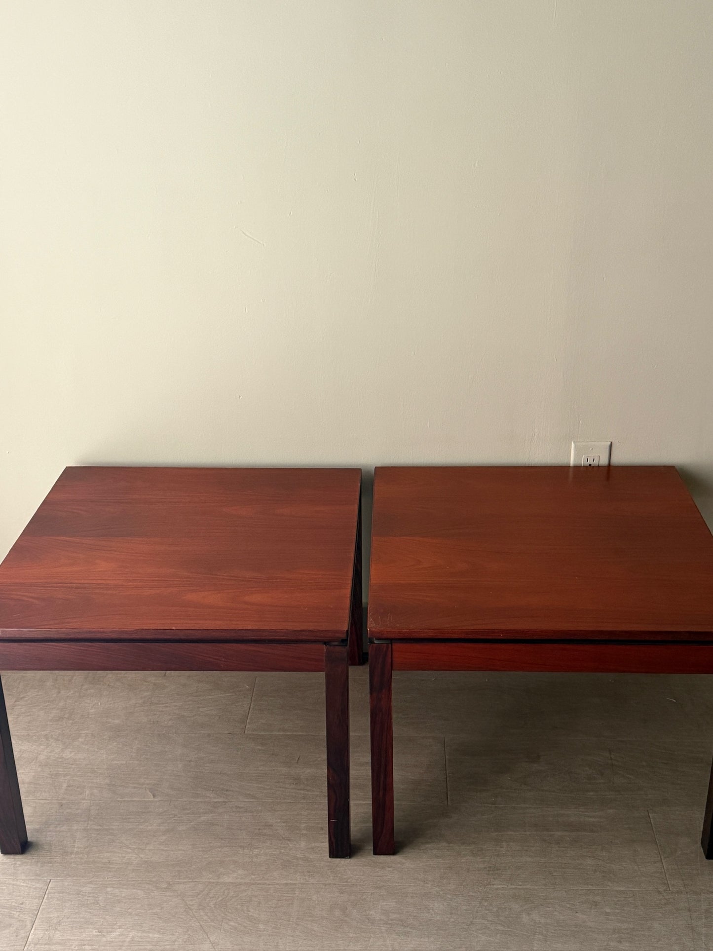 Danish rosewood side tables. Sold individually.