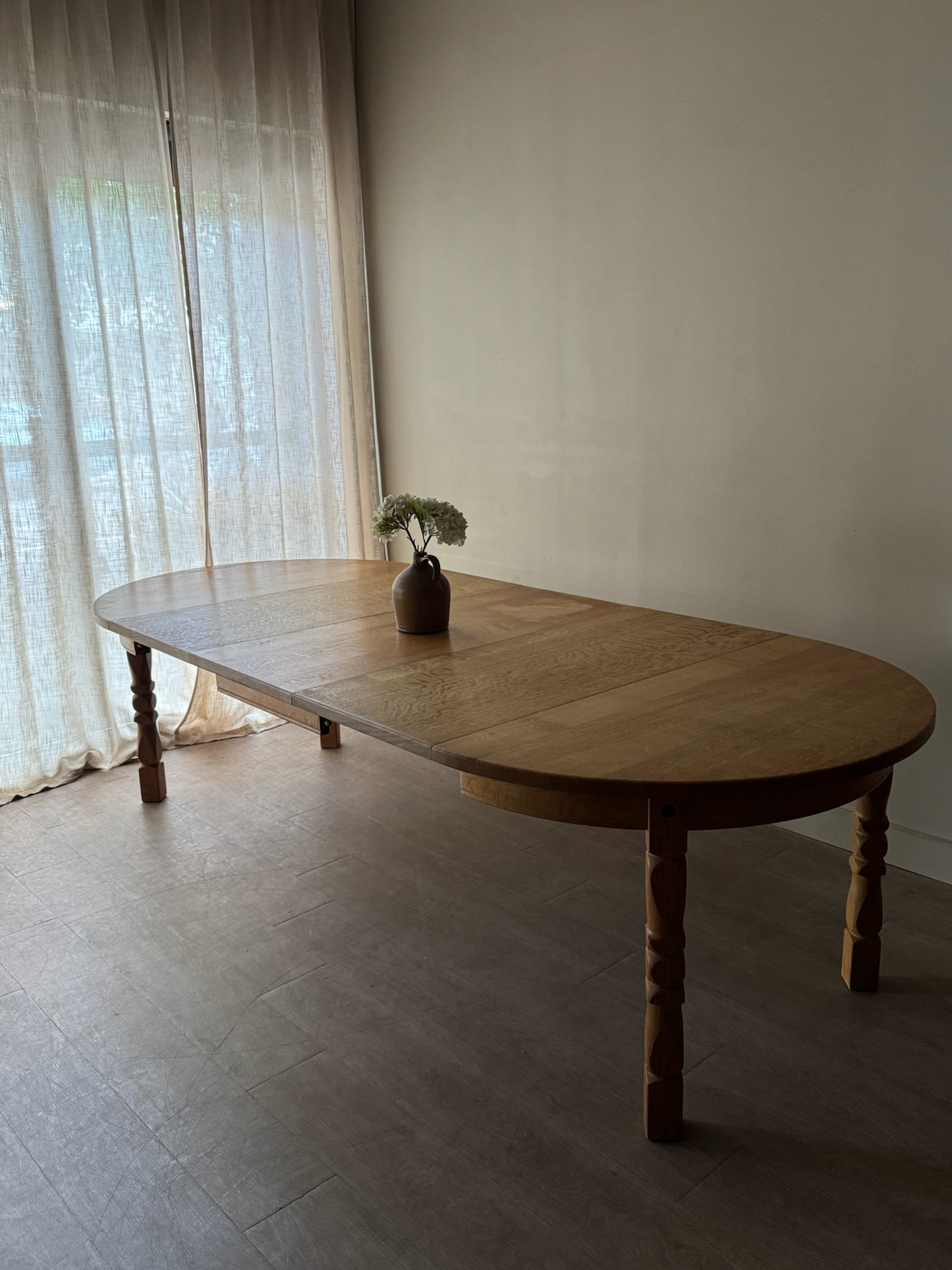 Danish oak dining table with extensions