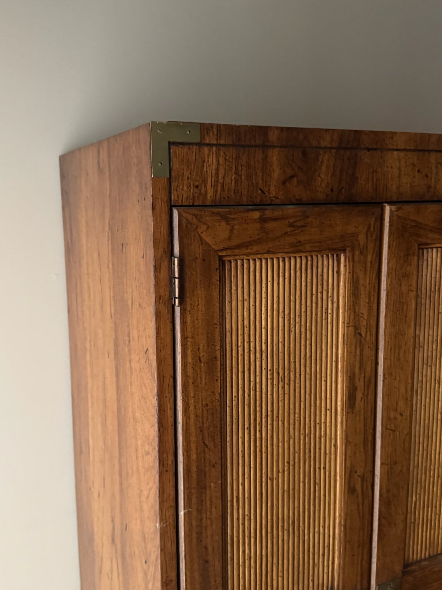 Walnut campaign linen press