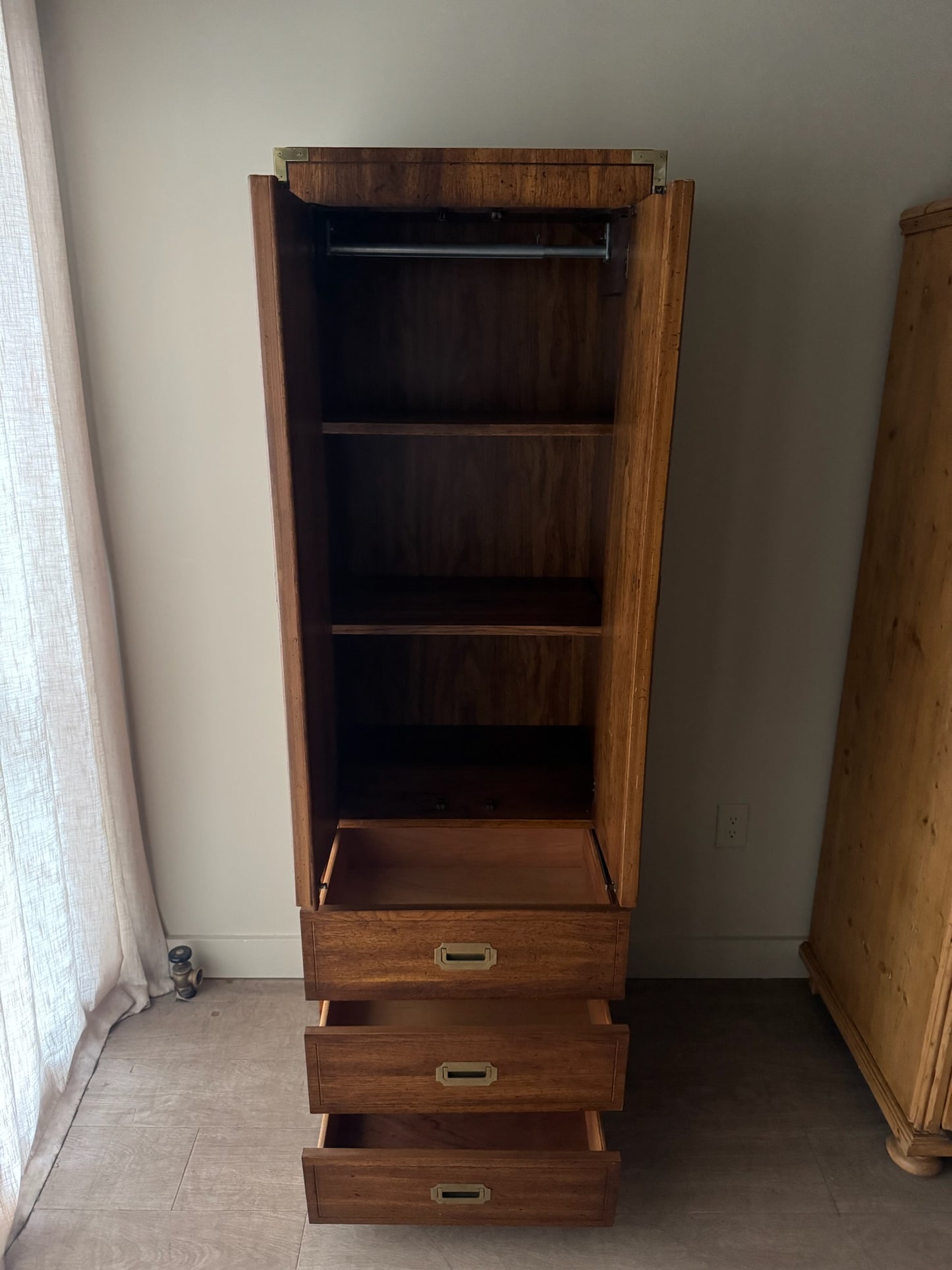 Walnut campaign linen press
