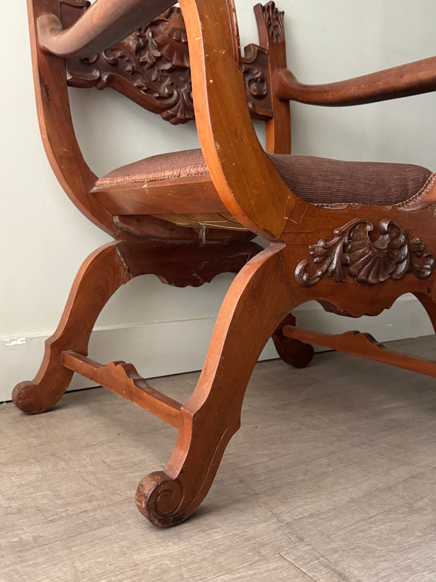 Carved walnut chair