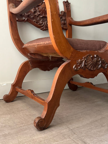 Carved walnut chair