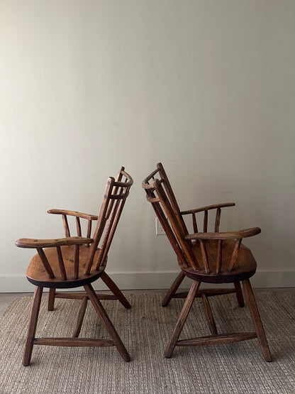 Pine armchairs. Sold individually.