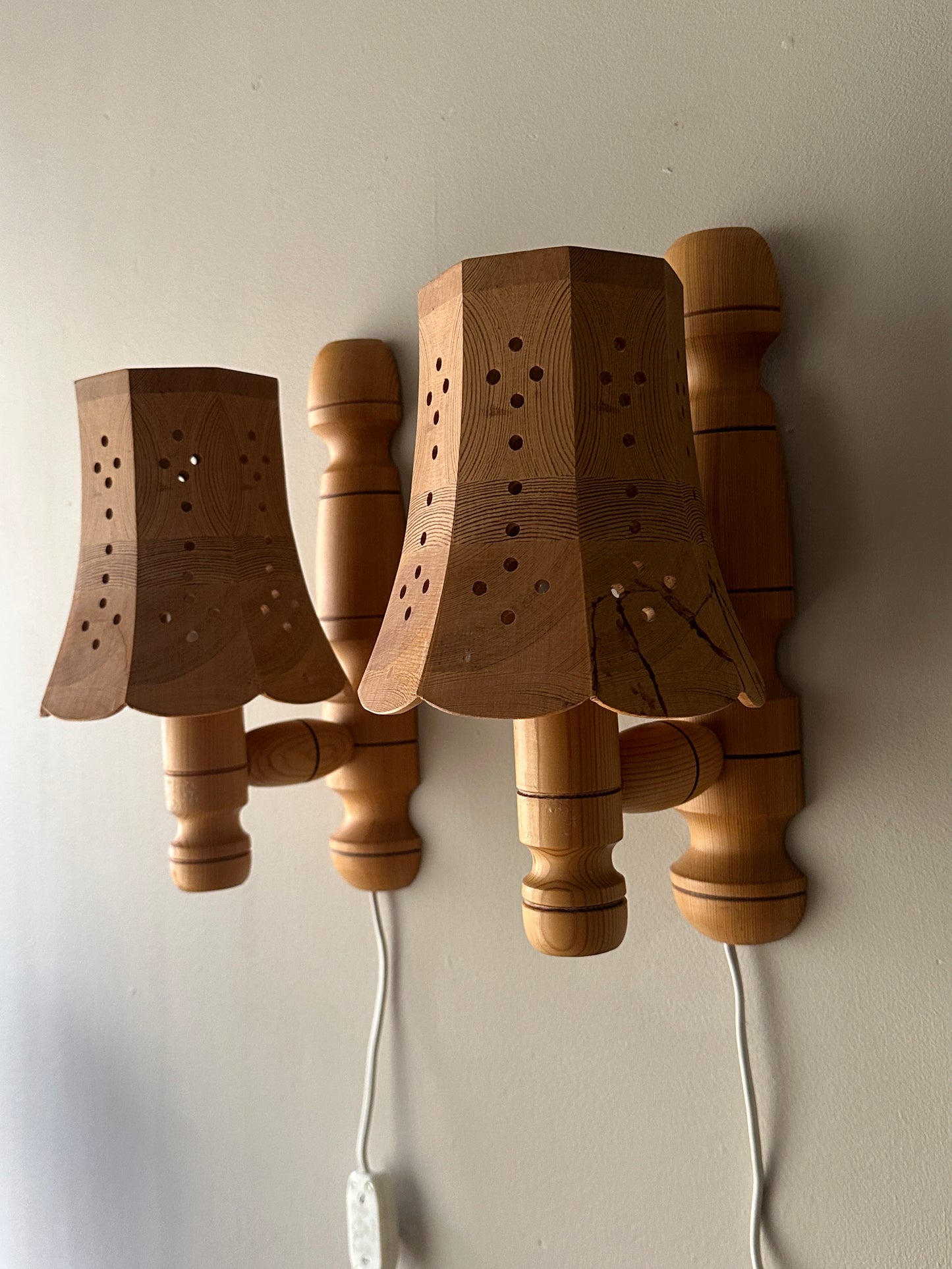 Pair of Swedish pine sconces