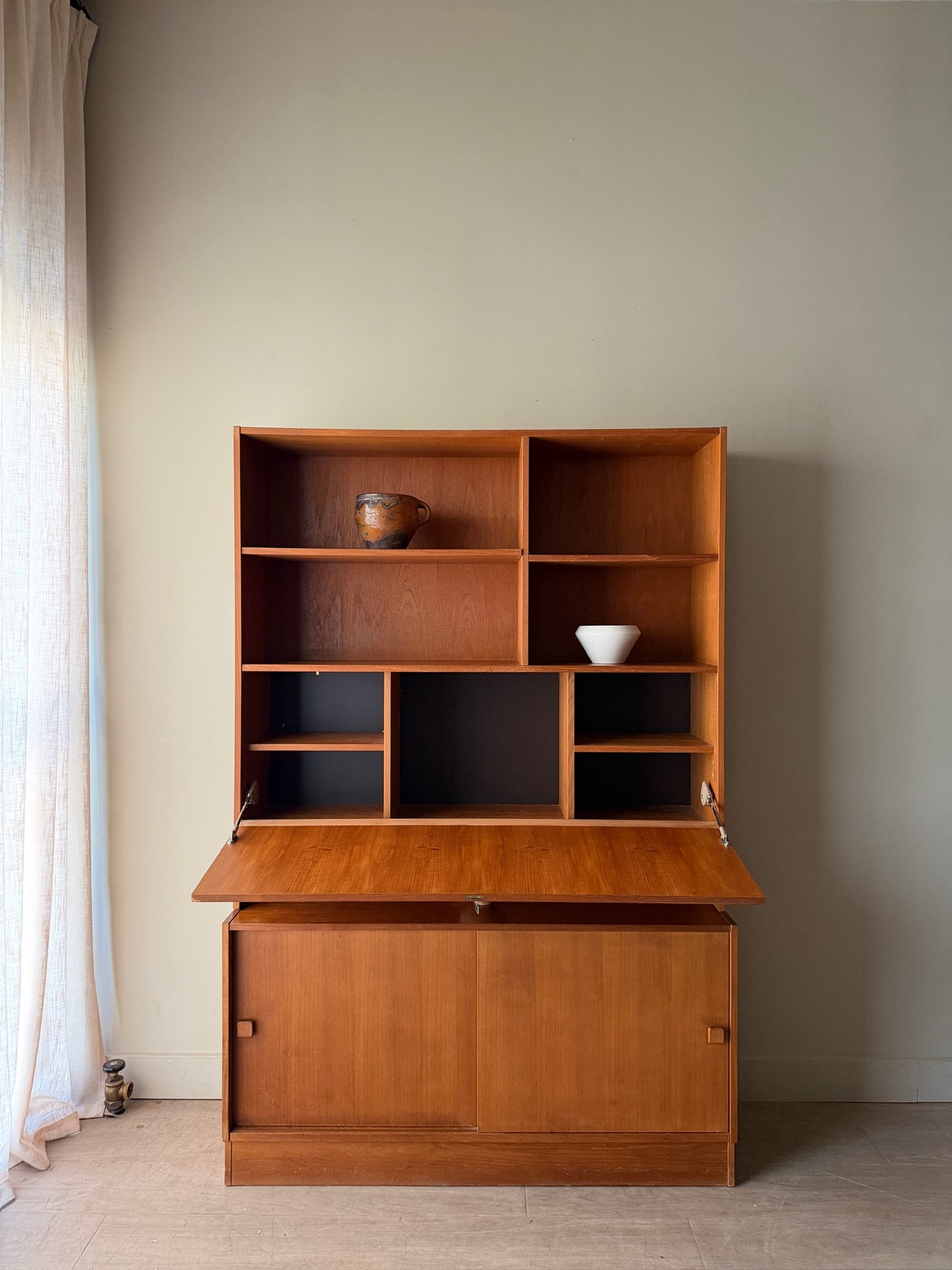Danish teak two piece hutch