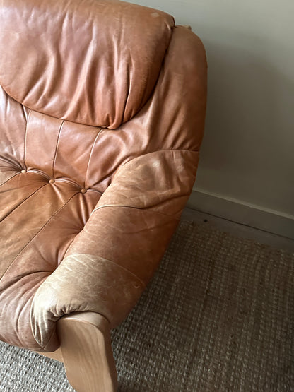 French leather and pine sofa
