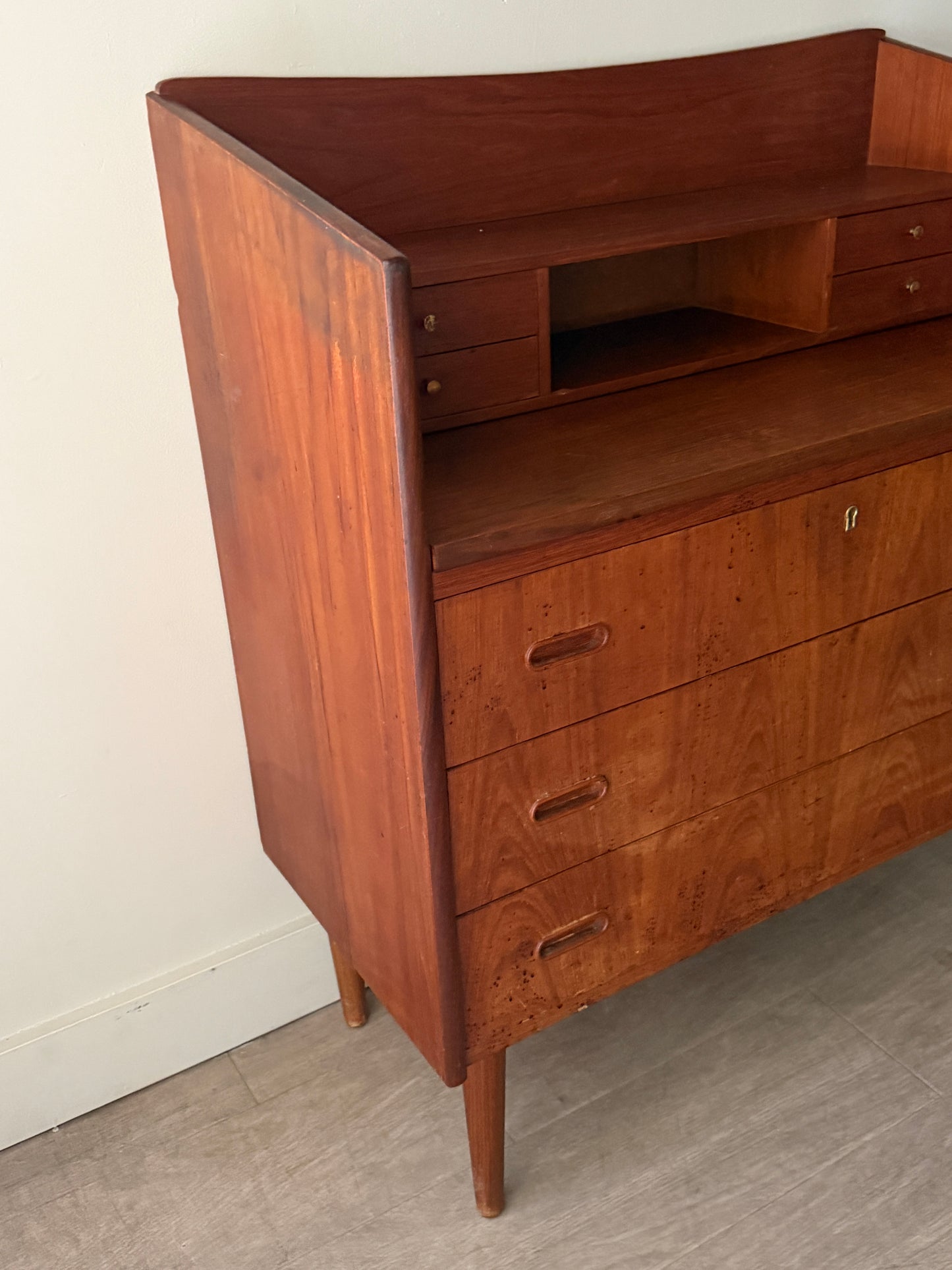 Danish teak secretary dresser