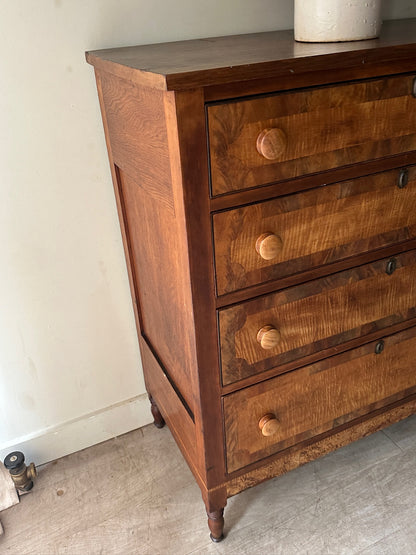 Pennsylvania Sheraton figured maple and walnut dresser