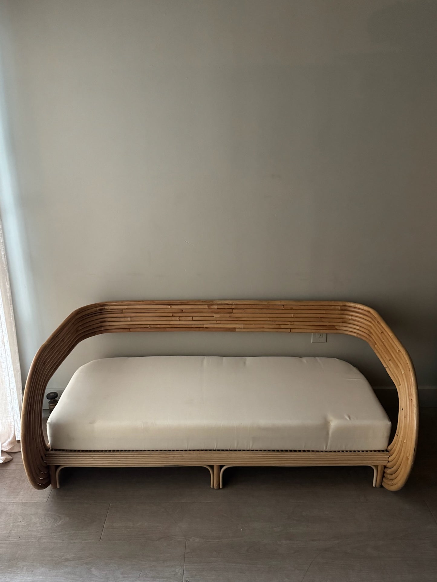 Rattan barrel back bench/sofa