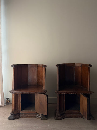 Italian walnut chorister chairs. Sold individually.