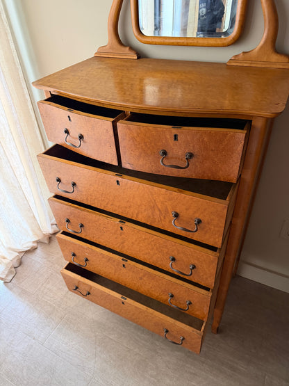 Bird’s eye maple dresser with mirror