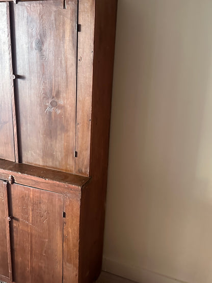 19th c. pine stepback cupboard