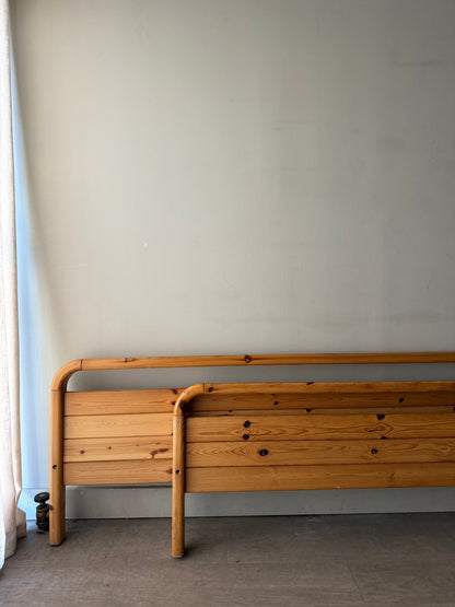 1970s Danish pine queen bed frame